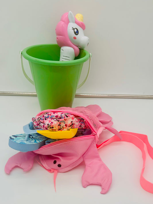Child's pink lobster shoulder beach bag